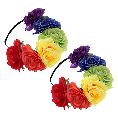 Healeved Blumen Stirnband Set 6 Rosen Haarband Elastisch Festlich für Halloween und Rollenspiele von Healeved