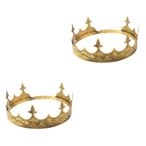 Healeved 2St erwachsene Krone Cosplay-Krone Herren Krone Foto-Requisiten Prinzessin Kopfbedeckung kopfhoerer goldhochzeit weddin die Krone handgefertigte Krone Performance-Show-Krone Eisen von Healeved