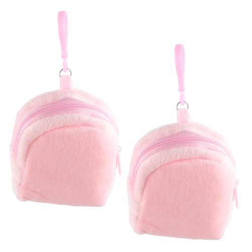 Healeved 2Stücke Kleine Plüsch Geldbörse für Süßes Täschchen mit Reißverschluss Farbenfrohe Plüschtasche für Münzen Kleingeld für Design Angenehmes von Healeved