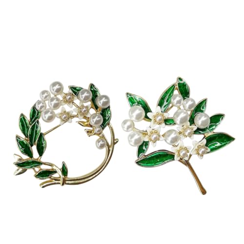 Healeved 2Stücke Perlen Broschen Für Damen Kranzform Corsage Anstecknadel Für Hochzeiten Besondere Anlässe Stoffblumen Designs Verarbeitung von Healeved