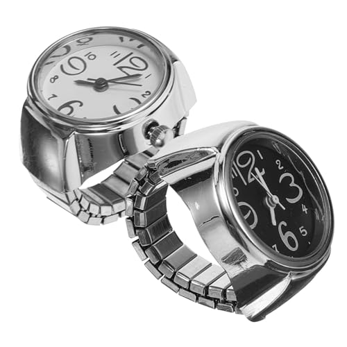 Healeved 2 Stück Digitale Ringuhr für Damen und Herren Verstellbare Kleiner Fingeruhren Legierung Stilvolle Ringschmuck Uhren für von Healeved