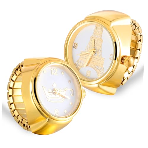 Healeved 2stücke Ringuhr Für Männer Und Frauen Quarzwerk Mit Kronen Und Turmmuster Edle Farben Arabische Ziffern Klare Passt Zu Kleidungsstilen von Healeved