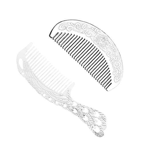 Healeved 2Stücke Silber Hohlkamm Langlebiger Friseurkamm für Haarstyling Professioneller Stylingkamm für Damen und Herren für Kopfhautpflege Pflegekamm für Zuhause und Unterwegs von Healeved