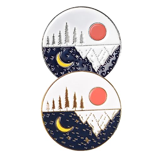 Healeved 2 Stücke Sonne Mond Brosche Retro Damen Herren Anstecker Legierungsbrosche für Kleidung Dekoration von Healeved