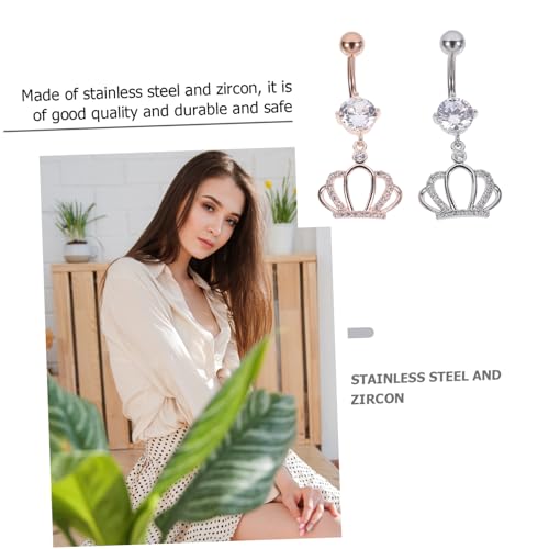 Healeved 2stücke Kronenförmige Bauchnabelringe Aus Piercing Zubehör Für Frauen Körperpiercing-schmuck Mit Glatte Oberfläche von Healeved