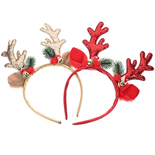Healeved 2stücke Weihnachten Antler Haarreif Mit Glöckchen Und Pailletten Festliche Haaraccessoires Für Mädchen Zubehör Für Weihnachtsfeiern Und Fotografie von Healeved