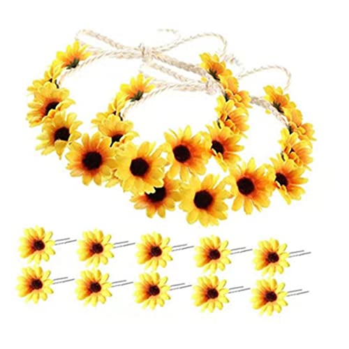 Healeved 2satz Sunflower Haaraccessoires Set Teiliges Wreath Und Haarnadel Set Für Mädchen Kopfbedeckung Für Feste Und Besondere Anlässe von Healeved