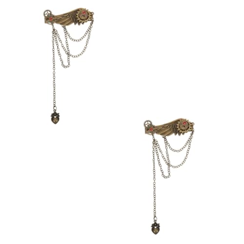 Healeved 2stücke Punk Haarschmuck Mit Flügel-design Und Schimmernder Kette Retro Barrette Für Und Mädchen Für Stilvolle Outfits Und Besondere Anlässe von Healeved