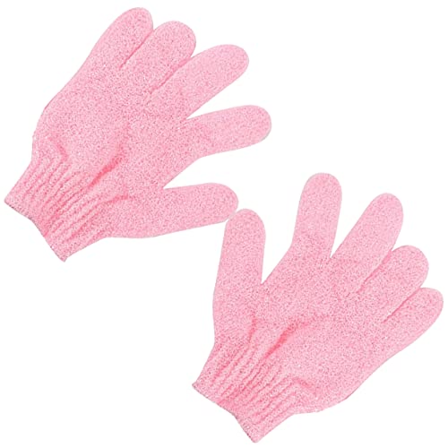 Healeved 2st Duschhandschuhe Luffa-handschuhe Bad Luffas Fäustlinge Peeling-badehandschuhe Dusch-peeling-handschuhe Peeling-duschhandschuh Fünf Finger Badetuch Rosa von Healeved