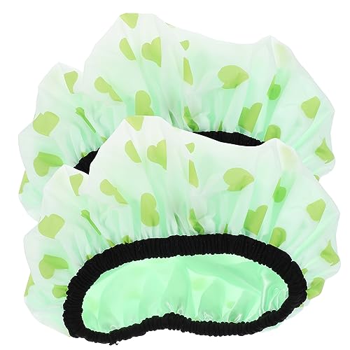 Healeved 2stücke Große Wasserdichte Duschhaube Für Frauen Mit Verstellbarem Design Grünem Herzmuster Für Dusche Bad Und Küche Schützend Und Stylisch von Healeved