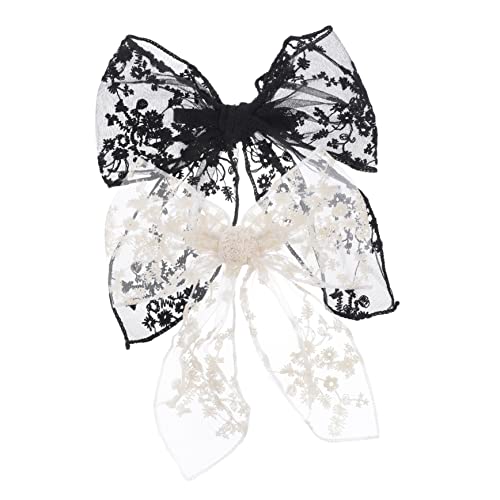 Healeved 2 Stück Haarschleifen Für Damen Vintage Haarklammern Aus Spitze Und Metall Große Bogenhaarklammern Für Mädchen Für Partys Hochzeiten Alltag Schwarz Beige von Healeved