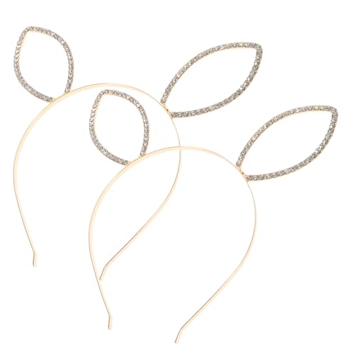 Healeved 2stücke Kaninchen Ohr Stirnband Mit Strass Party Stirnband Für Frauen Kaninchenohren Haarband Hochzeit Cosplay Accessoire von Healeved