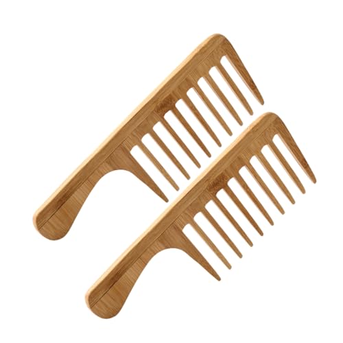 Healeved 2 Stück Breiter Zahn Bambus Kamm Hitzebeständiger Styling Kamm Große Zähne Für Männer Und Frauen Tragbar Für Reisen Und Alltag von Healeved