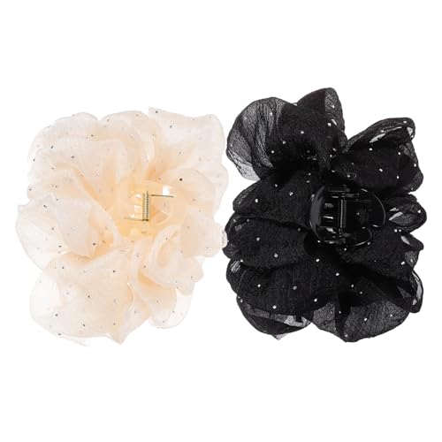 Healeved 2stücke Chiffon Haarklammern Frauen Haar Styling Accessoires Mit Perlen Und Spitze Für Langes Dickes Haar von Healeved