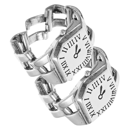 Healeved 2stücke Fingeruhr Damen Mit Römischen Ziffern Aus Kupfer Ring Uhr Für Frauen Im Retro-stil Hergestellt Mit Gratfreier Verarbeitung Und Geringem Gewicht Als Dekoratives Accessoire f von Healeved