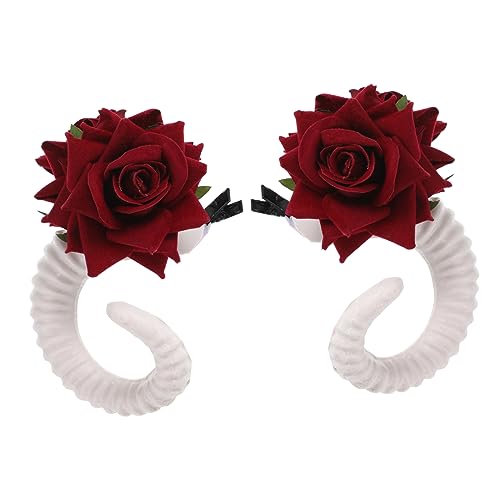 Healeved 2stücke Hörner Haarclip Mit Rosenblüten Für Halloween Cosplay Einzigartiger Haarschmuck Für Kostümpartys Geeignet Für Damen Und Leicht Und Modisch von Healeved