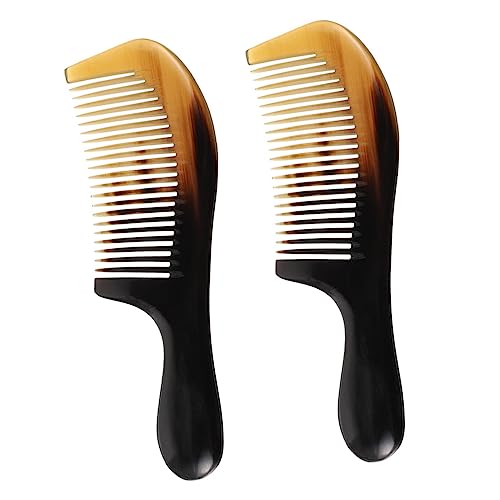 Healeved 2stücke Hornkamm Für Herren Und Damen Tragbarer Massagekamm Aus Horn Haarkamm Für Haarstyling Handgehaltener Kamm Mit Griff Für Tägliche Nutzung von Healeved