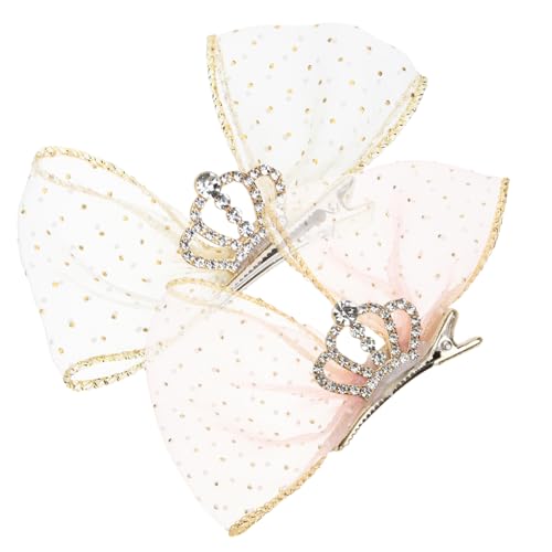 Healeved 2stücke Junge Mädchen Haarschleifen Clips Niedliche Krone Bogen Haarspangen Für Mädchen Für Feste Und Partys Langlebig Und Leicht Zu Befestigen Rosa Und Beige von Healeved