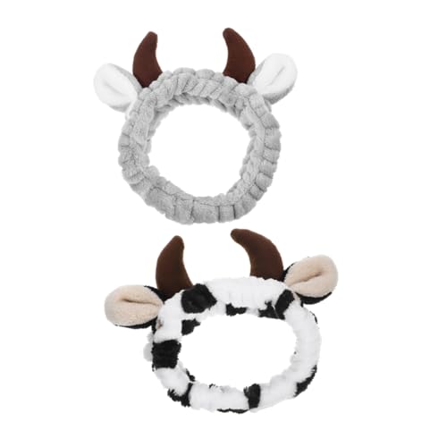 Healeved 2stücke Kuh Stirnband Mit Horn-design Für Mädchen Und Geeignet Für Spa-gesichtsmaske Halloween Cosplay Und Partys Bequemer Sitz Und Weiche Materialien von Healeved