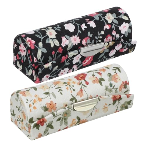 Healeved 2stücke Lippenstifthülle Blumenmuster Mit Spiegel Organizer Retro Tuch Lagerung Boxen Für Damen Make-up von Healeved