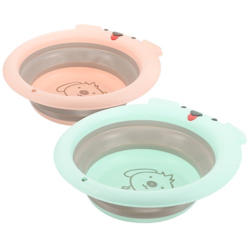 Healeved 2stücke Mädchen Waschbecken Und Tragbar Waschbecken Für Mädchen Cartoon-design Grün Und Leicht Und Einfach Zu Reinigen Für Camping Und Zuhause von Healeved