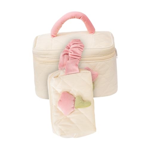 Healeved 2stücke Makeup Organizer Tasche Für Kosmetik Praktische Make up Pouch Mit Mehreren Fächern Für Und Tägliche Nutzung Minimalistisches Design Cremeweiß von Healeved