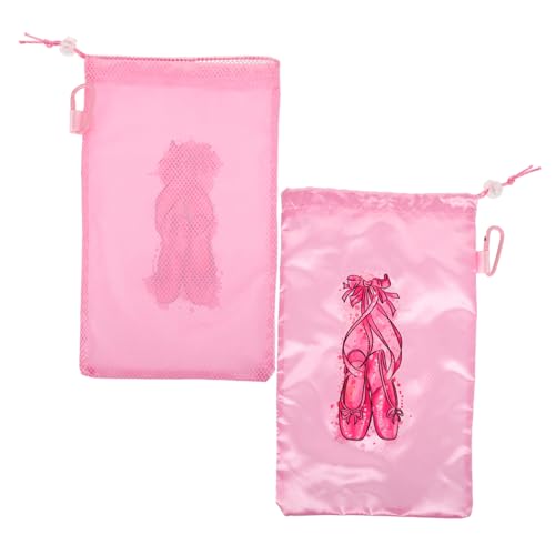 Healeved 2stücke Netz-ballettschuhtasche Für Mädchen Und Frauen Aufbewahrungstasche Mit Kordelzug Für Tanzschuhe Tragbare Ballettschuh-Organizer Aus Segeltuch von Healeved