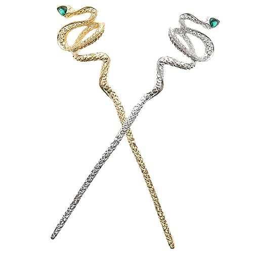 Healeved 2stücke Schlange Haarstäbchen Aus Zinklegierung Mit Strasssteinen Traditioneller Stil Für Damen Accessoires Für Langes Haar Und Dutts Minimalistischer Schmuck Für Frisuren von Healeved