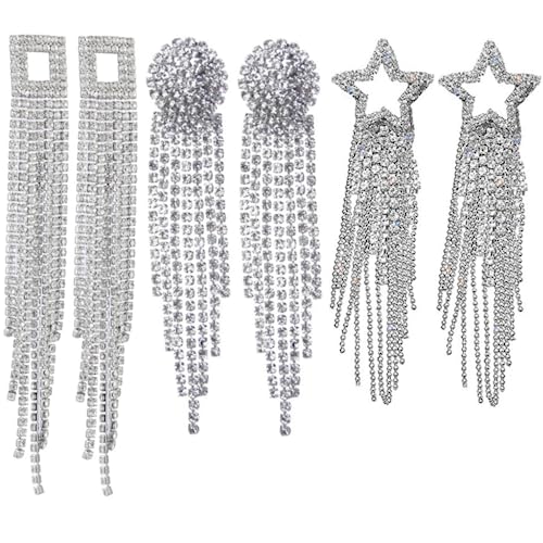 Healeved 3 Paare Damen Ohrhänger mit Quaste und Funkelnden Strasssteinen Leichte Ohrschmucksets Langlebiger Vielseitig Kombinierbar für Alltag und Besondere Anlässe von Healeved