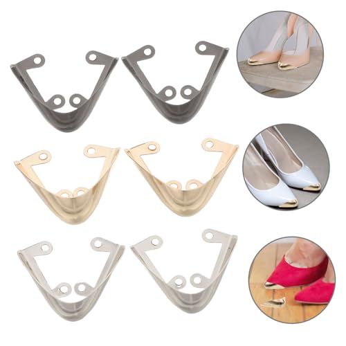 Healeved 3 Paare Metall Schuhspitzenschutz für High Heels Langlebige Zehenschutzkappen Eleganter Metallschutz für Spitze Schuhe Einfache Anbringung Dekorativer Absatzschützer für Damen von Healeved