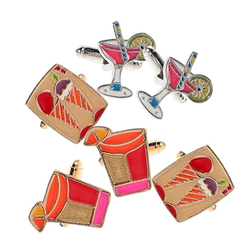 Healeved 3 Paare Modische Manschettenknöpfe für Damen und Herren Einzigartige Getränke Motive Kleine Schmuckstücke aus Robustem Legierungsmetall Stilvolle Accessoires für Hemden Anzug und von Healeved