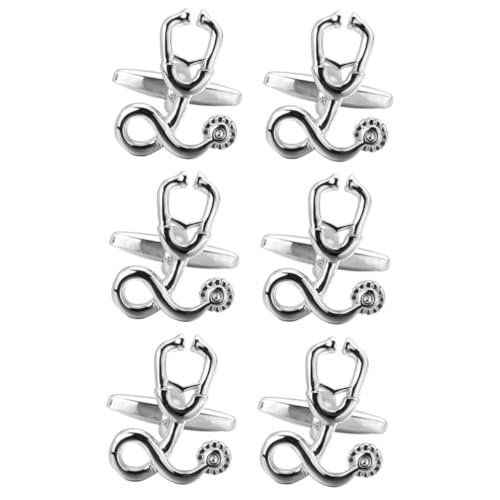 Healeved 3 Paare Silberne Manschettenknöpfe Mode-hemd-nagel Business-manschettenknopf Manschettenknöpfe Mit Stethoskop Kreativer Hülsennagel Hülse Nagel von Healeved