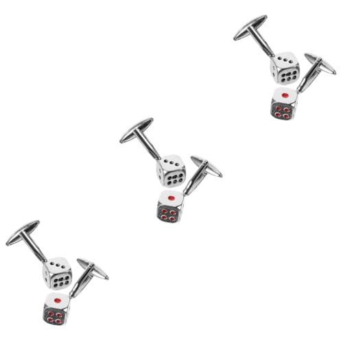 Healeved 3 Paare Silberne Manschettenknöpfe für Herren Kreative Krawattennadel für Hochzeit Business Besondere Anlässe Hochwertige Metall Manschettenknöpfe für Stilvolle Outfits von Healeved