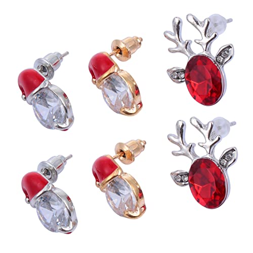 Healeved 3 Paare Weihnachtliche Ohrstecker Damen Ohrschmuck mit und Weihnachtsmützen Design Leichte Legierung Stilvoll für Party Familie für Frauen Mädchen von Healeved