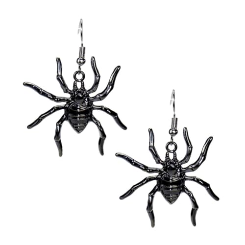 Healeved 3 STÜCKE Teiliges Halloween Schmuckset mit Silber Schwarzem Spinnen Anhänger Leichte Halskette und Ohrringe Modisches Kostümzubehör für Halloween Party Cosplay und Hexenkostüm von Healeved