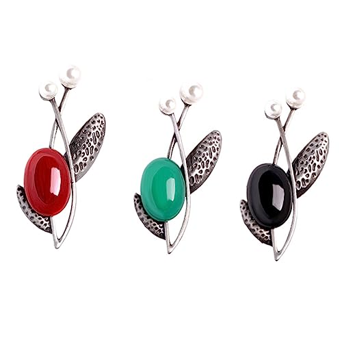 Healeved 3 Sätze Retro Brosche Für Damen Teiliges Mit Zweig Design Farbige Anstecknadel Legierung Naturstein Kleider Besondere Anlässe 3 Stück * 3 von Healeved