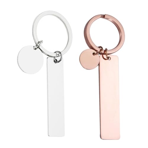 Healeved 3 Sätze Schlüsselanhänger Rechteckige Blank Tags Für Diy Personalisierbare Anhänger Für Schlüsselketten Etiketten Schmuck Roségold 2 Stück * 3 von Healeved