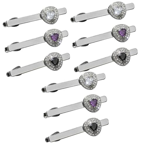 Healeved 3 Sätze Teiliges Krawattenclip Für Herren Silberne Krawattenklammern Mit Herz Gemstone Für Anzug Hochzeit Partys Und Formelle Anlässe 3 Stück * 3 von Healeved