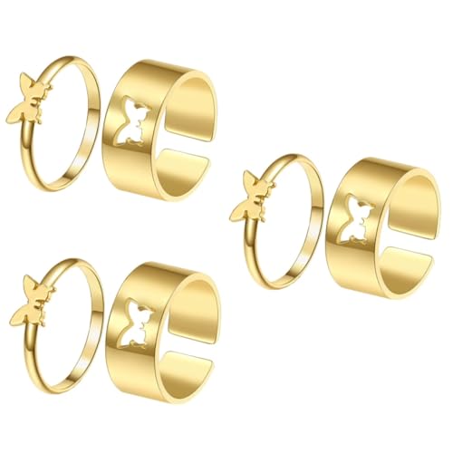 Healeved 3 Sätze Teiliges Set Tiermotiv Ringe Für Damen Verstellbar Goldfarbene Fingerringe Mit Einzigartigem Design Für Freunde Stilvolle Ringdekoration Für 2 Stück * 3 von Healeved