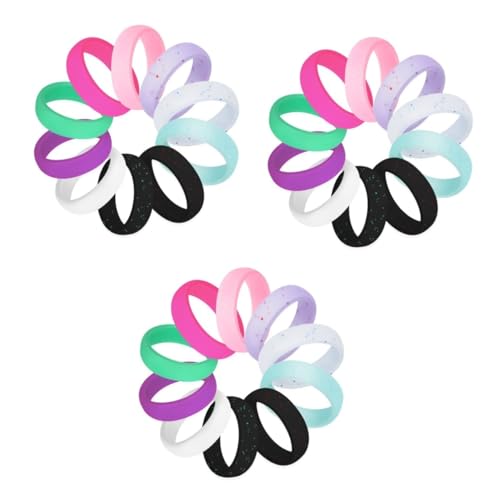 Healeved 3 Sätze Teiliges Silikon Glitzer Ringe Dünne Stapelbare Komfortable Gummibänder Für Sport Outdoor Aktivitäten Für Gym Yoga Reisen 10 Stück * 3 von Healeved