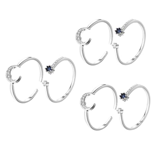 Healeved 3 Sätze Teiliges Verstellbare Ringe Für Damen Ästhetische Schmuckstücke Mit Monddesign Kreative Fingeraccessoires Für Partys Besondere Anlässe 2 Stücke * 3 von Healeved