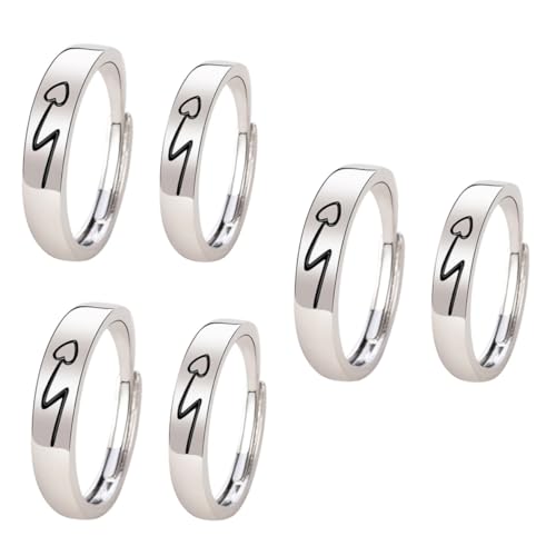 Healeved 3 Sätze Verstellbare Herzensringe Für Finger Ringe Für Damen Herren Romantisches Für Valentinstag Verlobung Oder Besondere Anlässe 2 Stück * 3 von Healeved