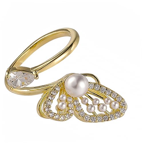 Healeved 3 Stck. Eleganter Offener Perlenring für Damen Stilvoller Verstellbarer Finger Schmuck mit Innovativem Design für Partys und Tägliche Anlässe von Healeved