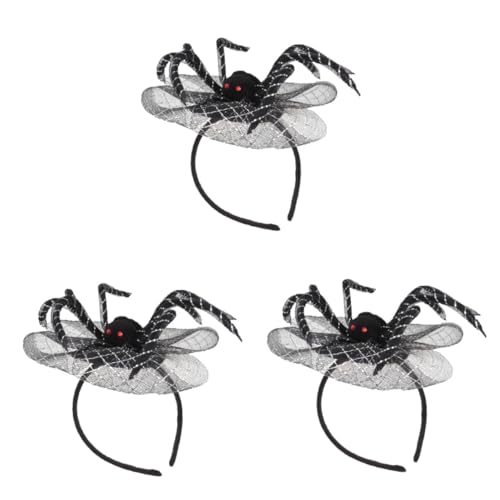 Healeved 3 Stck. Halloween Haarreif Kreativer Spinnen Kopfschmuck Schwarz Silber Damen und Mädchen Karneval Party Cosplay Haarschmuck Zubehör von Healeved