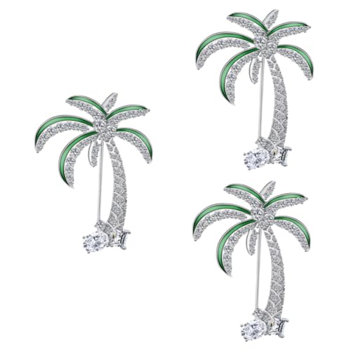 Healeved 3 Stck. Hawaiian Coconut Tree Brosche für Damen Stilvolles und Dreidimensionales Design mit Zirkonia Hochwertiges Langlebiges Material für Cardigans und Kleidung Einzigartiger von Healeved