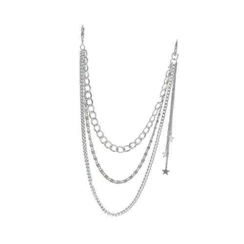 Healeved 3 Stck. Multi Layer Alloy Star Waist Chain Stylische Kette für Jeans und Lederhosen Silber Verstellbar Einzigartige Modeaccessoires für Männer und Frauen von Healeved