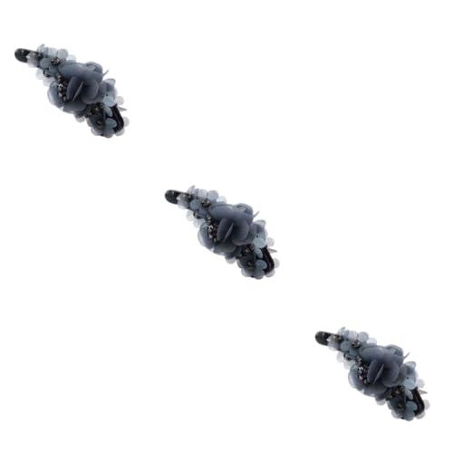 Healeved 3stücke Graue Blumen Haarklammer Stoff Mit Perlen Bananen-haarspange Für Pferdeschwanz Und Hochsteckfrisuren Für Damen Und Mädchen Stylische Haaraccessoires Für von Healeved