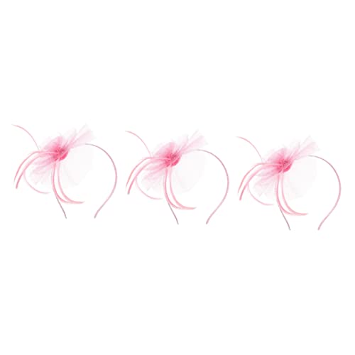 Healeved 3stücke Braut Haarreif Mesh- Mit Federn Für Tanzpartys Und Fotografie Kopfaccessoire Rosa Perfektes Headdress Für Hochzeiten Und Besondere Anlässe von Healeved