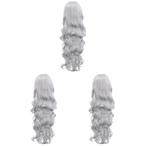 Healeved Silver Grey Wig 3 Stück 80 perücken Locken Hut Damen Lolita Wig von Healeved
