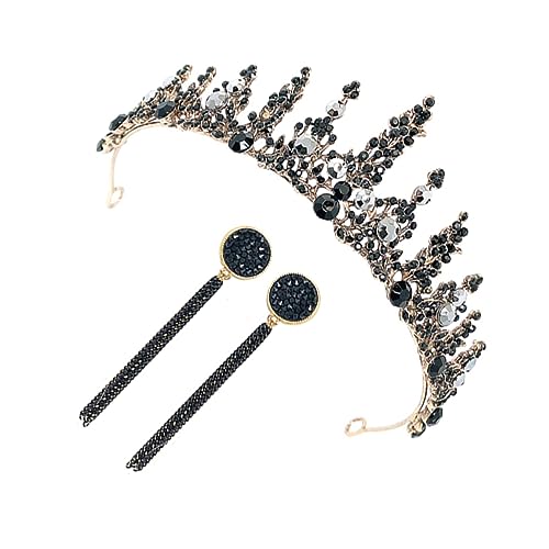 Healeved 3 Stück Barock Vintage Braut Haarschmuck Teiliges mit Krone und Ohrringen Leichtes Langlebiges Legierungsmaterial Eleganter Hochzeitsschmuck für Braut Geburtstag Party von Healeved